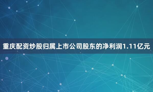 重庆配资炒股归属上市公司股东的净利润1.11亿元